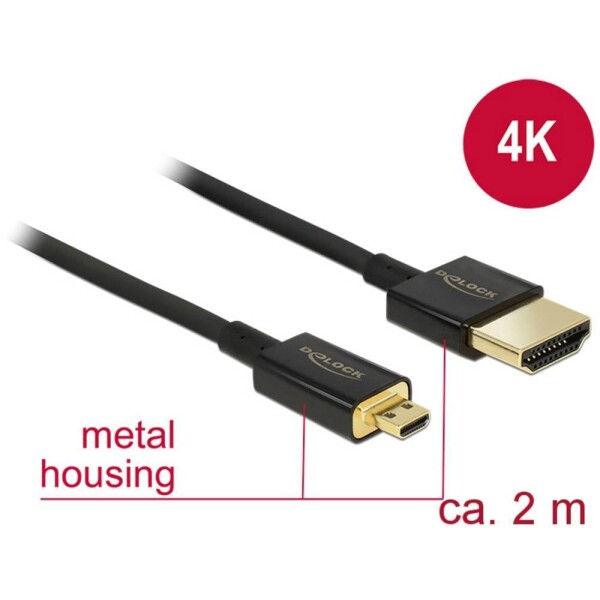 Delock HDMI kábel HDMI-A, HDMI Micro-D 84783 4K HDMI