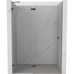 MEXEN/S - Lunar sprchové dvere krídlové ľavé 135, transparent, ružové zlato 834-135-000-60-00-L