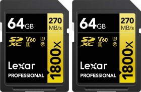 Lexar Professional 1800x SDXC 64 GB + 64 GB Class 10 UHS-II/U3 V60 (LSD1800064G-B2NNU)