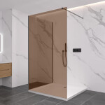 CERANO - Sprchová zástena Walk-in Onyx Corner Cube Ľ/P - 8 mm - hranatá vzpera - čierna matná, bronzové sklo - 140x140x200 CER-688216