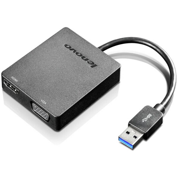 Lenovo USB, monitor adaptér [1x USB 3.0 zástrčka A - 1x HDMI zásuvka, VGA zásuvka] Universal USB 3.0 to VGA/HDMI Adapter; 4X90H20061