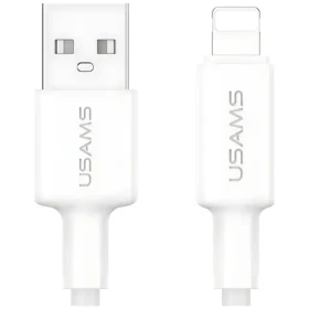 USAMS U90 biela / Dátový kábel / USB-A - Lightning / 2,4 A / 1 m (SJ762USB01)