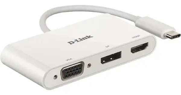 D-Link DUB-V310 biela / USB-C adaptér / 3v1 HDMI + VGA + DisplayPort / 4K 30 Hz