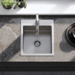 REA REA - Oceľový drez Leo 40 BRUSH NICKEL s kuchynskou batériou KPL-96000