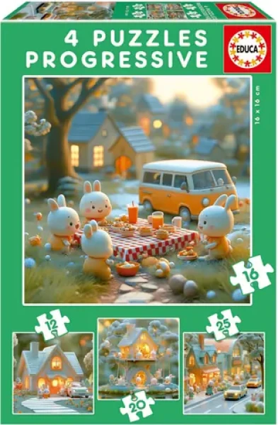 Educa Puzzle Králičie mesto 4v1