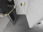 MEXEN/S - Kioto+ Sprchová zástena s poličkou WALK-IN 100 x 200, transparent, zlatá kartáčovaná 800-100-121-55-00