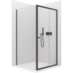 CERANO - Sprchovací kút Varone POINT Ľ/P - 6 mm - čierna matná, transparentné sklo - 130x90x195 - posuvný CER-DY505B-13090