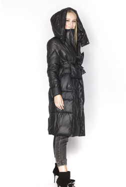 Čierna páperová bunda so stojačikom kapucňou (AG2-J82) černá