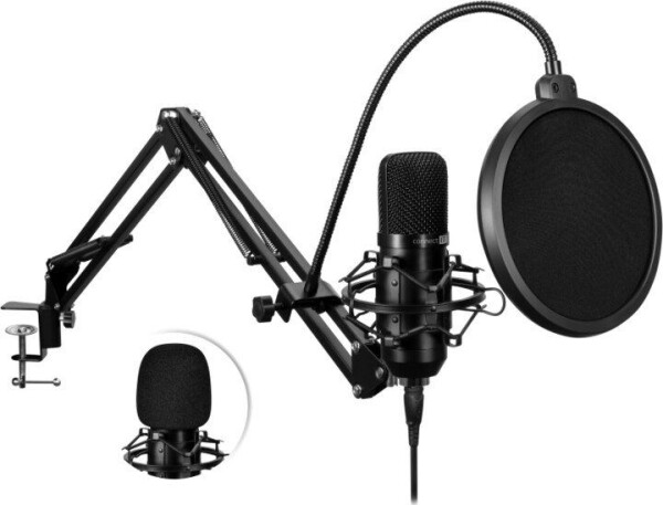 CONNECT IT ProMic USB čierna / stolný mikrofón / POP filter + rameno / USB / 2.5m (CMI-9010-BK)