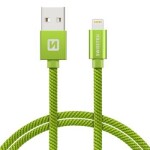 SWISSTEN TEXTILE dátový kábel USB - Lightning 1.2m zelená (71523207)