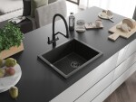 MEXEN/S MEXEN/S - Pedro granitový drez 1-miska 560 x 460 mm, čierna/zlatá metalik, sifón čierna 6508561000-75-B