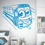 Veselá Stena Samolepka School bus Farba: zelená, Veľkosť: 60 x 48 cm