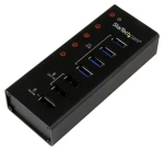 StarTech USB 3.0 Hub 7 portov čierna / USB hub / 4X USB-A 3.0 / 3x nabíjací Port / hliníkové telo (ST4300U3C3)