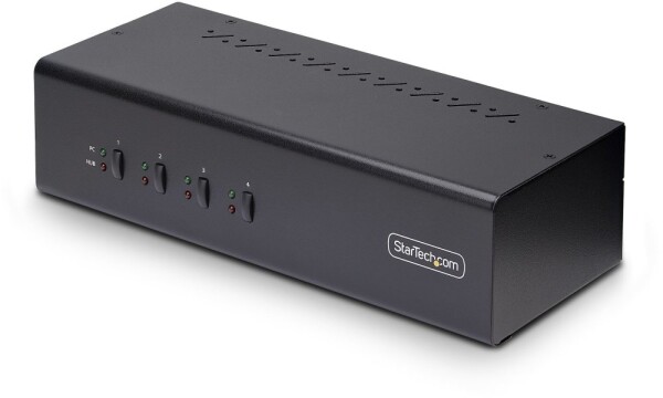StarTech StarTech.com 4-Port Dual-Monitor DisplayPort KVM Switch, 4K 60Hz, 2x USB 5Gbps Hub Ports, 2x USB 2.0 HID Ports, Hotkey and Push-Button Switching, TAA Compliant - 3.5mm Audio, HDCP (P4DD46A2-KVM-SWITCH) - KVM-/Audio-Switch - 4 x KVM/Audio/USB...