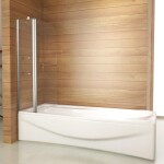 H K - Vaňová zástena s pevnou stenou V2 120 cm, číre sklo, oblý roh SE-V2120OSET