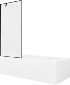 MEXEN/S - Vega obdĺžniková vaňa 180 x 80 cm s panelom + vaňová zástena 80, čierna vzor 550118080X9508007070