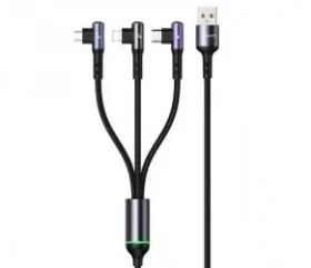 Baseus 3v1 66W / Nabíjací a dátový kábel / Lightning / USB-C / MicroUSB / pravouhlý (1DJ7155)