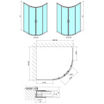 POLYSAN - EASY BLACK štvrťkruhová sprchová zástena 900x800, L/R, čire sklo EL2815B