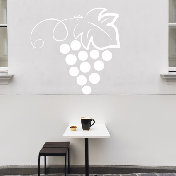 Veselá Stena Samolepka Strapec hroznového vína Farba: bílá, Veľkosť: 80 x 80 cm