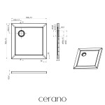 CERANO - Sprchová vanička štvorcová Brio - SMC/minerálny kompozit - štruktúrovaná biela - 70x70x4 CER-679499