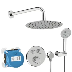 Ideal Standard CeraTherm Navigo chróm / Sprchový set s termostatom pod omietkou / s telesom / 3 prúdy / priemer 25 cm (A7771AA)