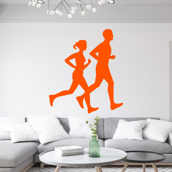 Veselá Stena Samolepka Spoločný beh Farba: oranžová, Veľkosť: 100 x 114 cm