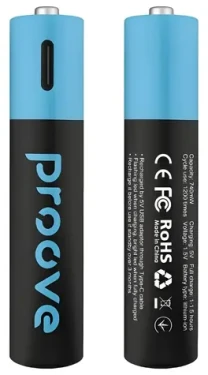Proove AAA 740mWh čierna / Nabíjacia batéria / 2 ks / USB-C nabíjanie / 1200 cyklov (RBCE75010008)
