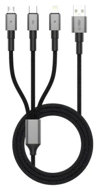 Tech-Protect UltraBoost DNA sivá / Nabíjací kábel 3v1 / USB-C, Micro-USB, Lightning / 120 cm