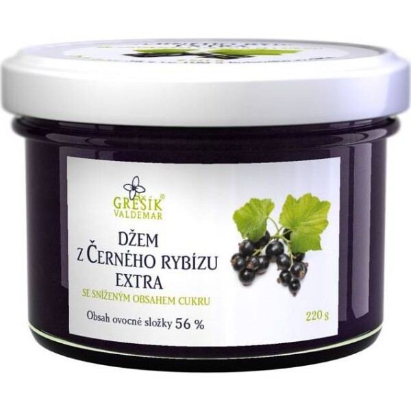 Džem z černého rybízu extra so zníženým obsahom cukru 220 g - Grešík - Grešík