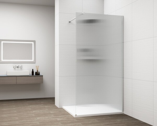 POLYSAN - ESCA CHROME jednodielna sprchová zástena na inštaláciu k stene, sklo Flute, 1000 ES1310-01