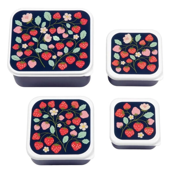 A Little Lovely Company Desiatový box Strawberries - set 4 ks