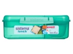 Sistema Lunch Bento Delený desiatový box s nádobou na jogurt a 2 tácky 1.65 l mätová (8592001419513)