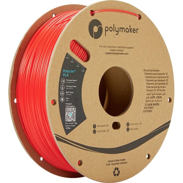 Polymaker PA02019 PolyLite vlákno pre 3D tlačiarne PLA plast 2.85 mm 1000 g červená 1 ks; PA02019