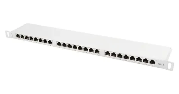 Lanberg sivý / Patch panel / 24 portov / RJ-45 / CAT6 / FTP tienený / 0,5 U / 19" (PPS6-0024-S)