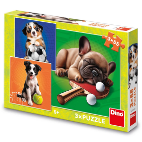 Dino Psí Športovci 3x55 Puzzle