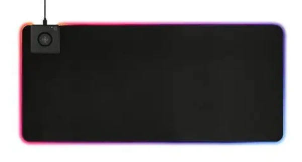 Deltaco GAM-092 čierna / Podložka pod myš / RGB / bezdrôtová nabíjačka / USB / 900x400 mm (GAM-092)