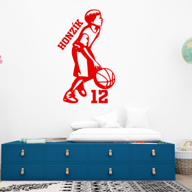 Veselá Stena Samolepka Malý basketbalista Farba: červená, Veľkosť: 100 x 61 cm