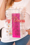 Dámska bavlnená blúzka v nadmernej veľkosti s potlačou "Day Dream" White + Pink UNI