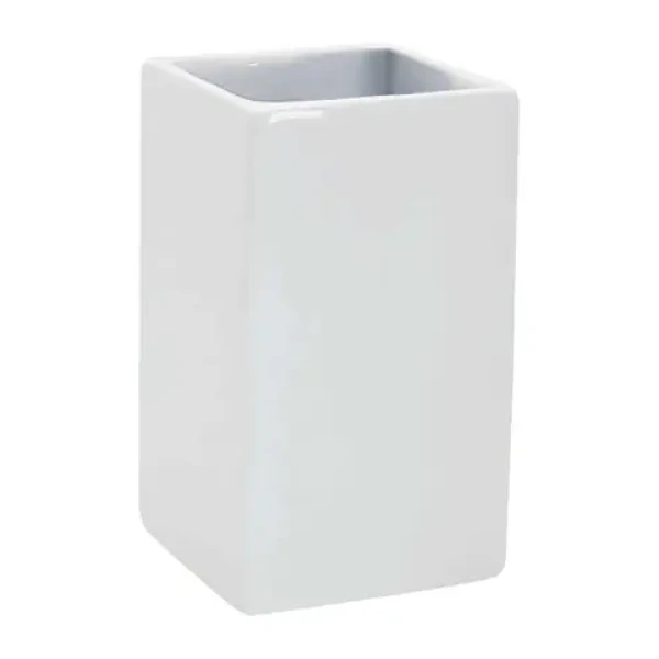 Spirella QUADRO kelímok na kefky biely / porcelán (7610583001528)