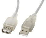 Lanberg kábel USB-A(M)-USB-A(F) 2.0 transparentný 5 m / Kábel USB / 5 m (CA-USBE-12CC-0050-TR)