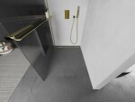 MEXEN/S - Kioto+ Sprchová zástena WALK-IN s poličkou a držiakom uterákov 80 x 200, prúžky 8 mm, zlatá 800-080-121-50-09