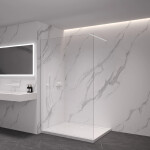 CERANO - Sprchová zástena Walk-in Onyx Round Ľ/P - 8 mm - guľatá vzpera - biela matná, transparentné sklo - 90x200 CER-482965