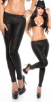 Sexy KouCla leatherlook pants & diamond stitching black L