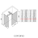 CERANO - Sprchová zástena Walk-in Onyx TL/P - 8 mm - hranatá vzpera - čierna matná, transparentné sklo - 130x130x200 CER-8050BD2883