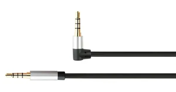 Python Audio kábel Jack 3,5 mm 4pin čierny / Audio kábel / 0,5 m / zalomený konektor / pozlátené kontakty (GC-M0231)
