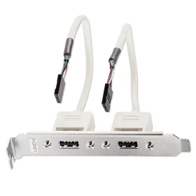 Lindy Slotblech USB adaptér / Redukcia / 2x USB-A - 2x IDC 5pin / 0,2m (33147)
