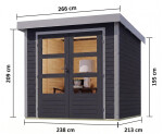 Hybridný domček Karibu Jupiter 3, š. 2,38 m x d. 2,13 m (antracit / sv. šedá)
