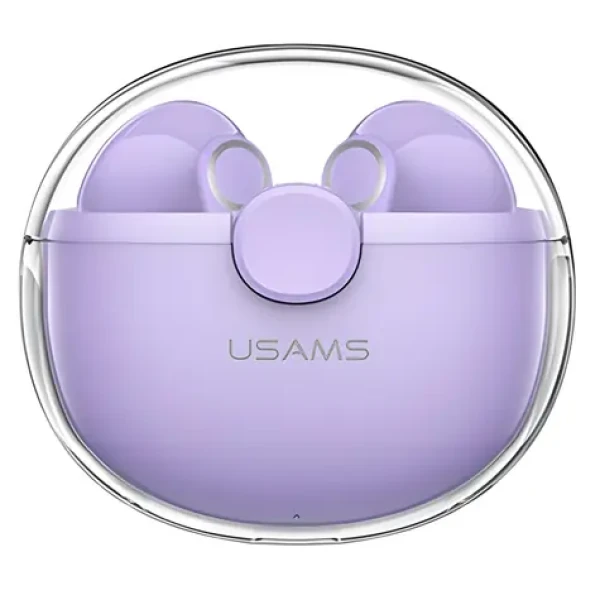 USAMS BU TWS fialová / Bezdrôtové slúchadlá do uší / Bluetooth 5.1 / 30 mAh + 300 mAh (BHUBU02)