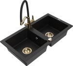 MEXEN/S MEXEN/S - Mario granitový drez 2-bowly vrátane batérie Duo, čierna 6504-77-671701-57-G