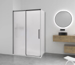 CERANO - Sprchovací kút Lantono - ľavá - 8 mm - Soft-Close - čierna matná, mliečne sklo - 140x100 - posuvný CER-665272